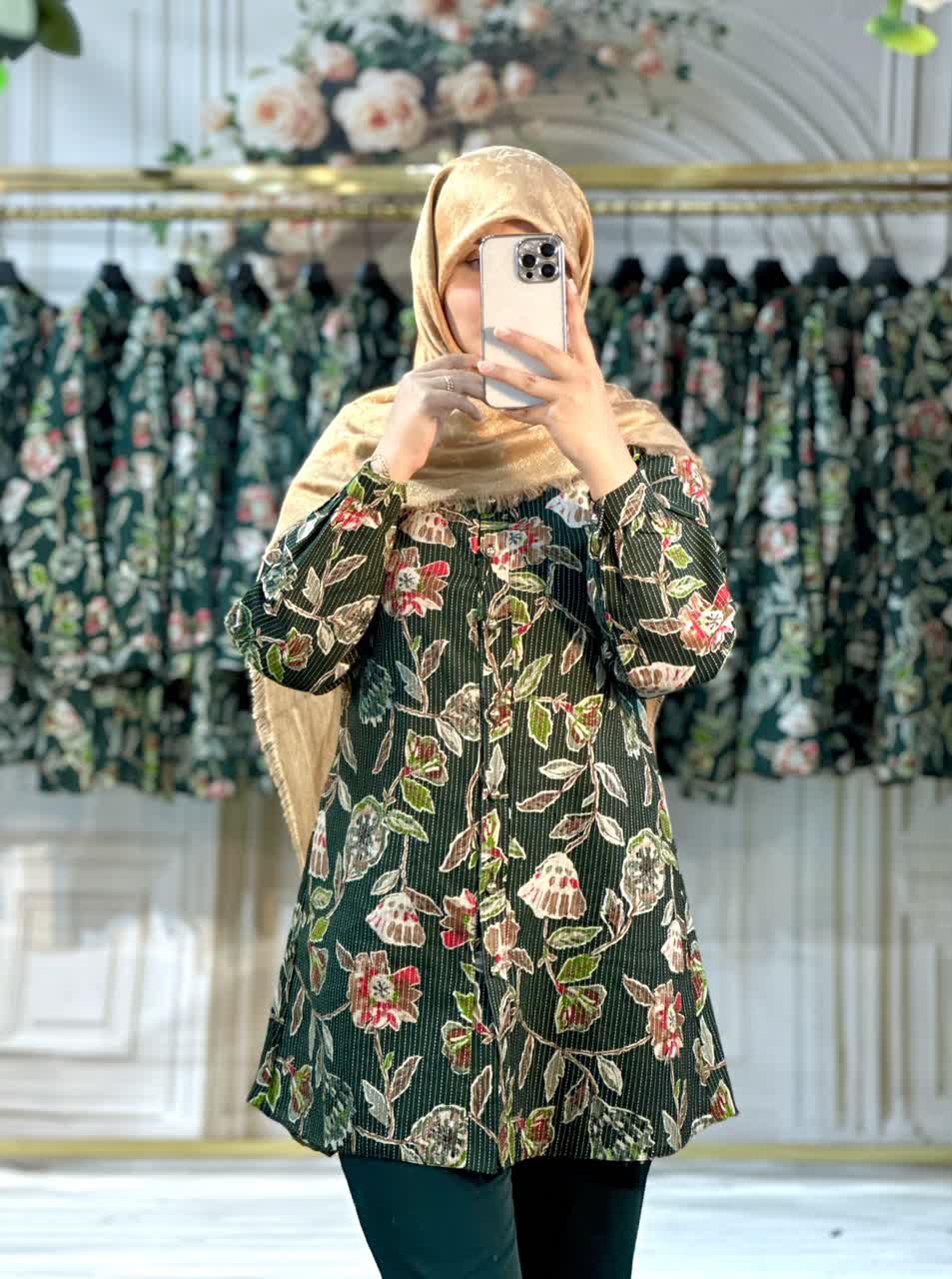 تونیک نخ باتیک سبز زمردی