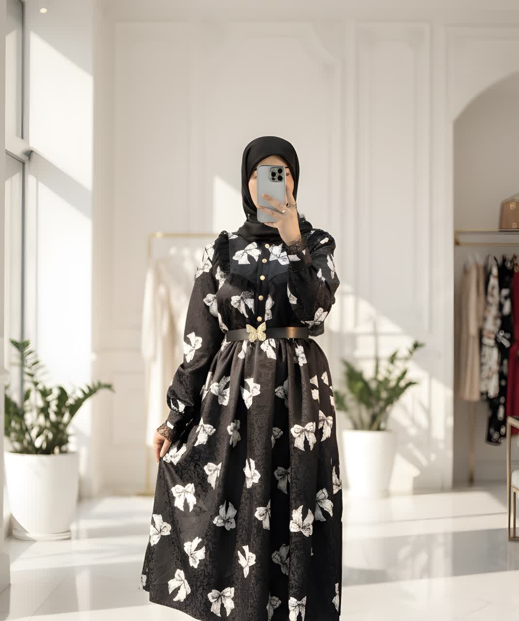 پیراهن پاپیون تور مشکی