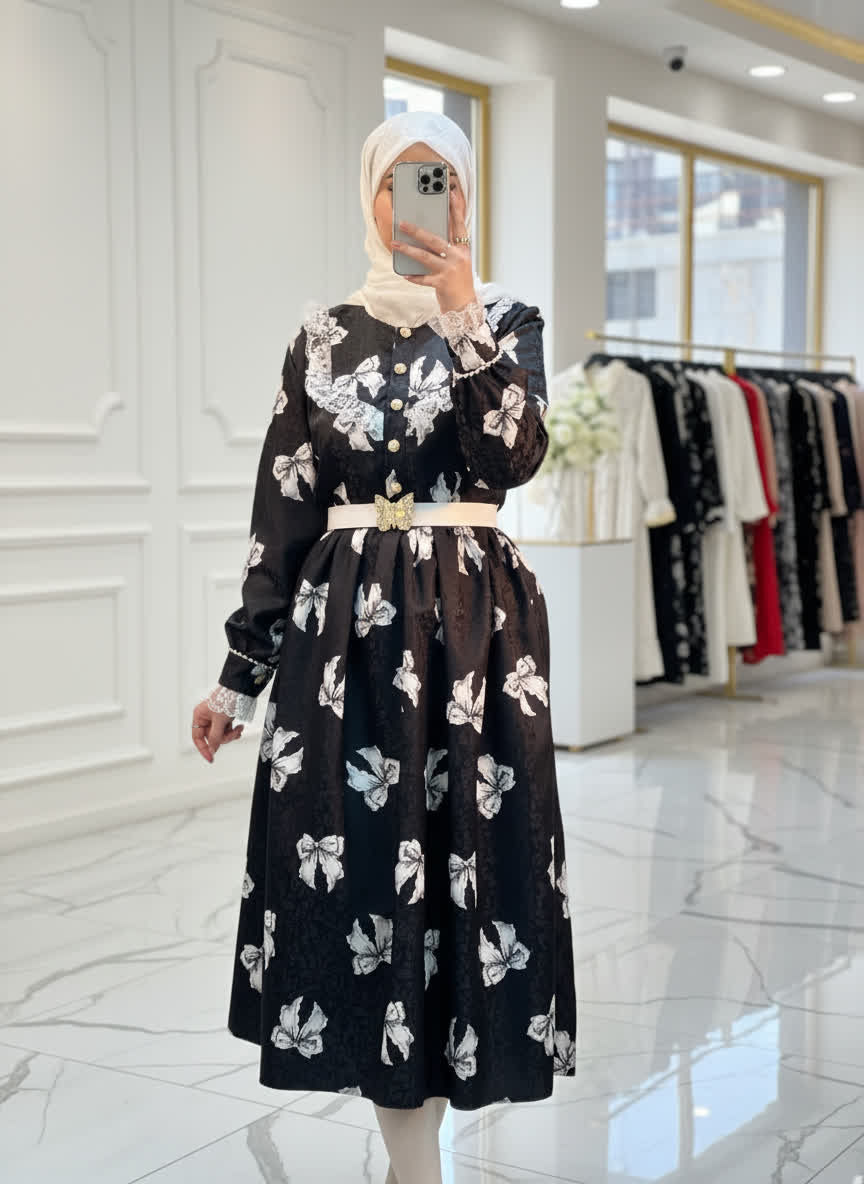 پیراهن پاپیون تور سفید